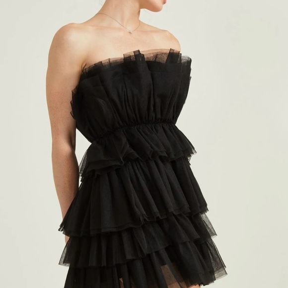 Women Altar’d State Daria Tulle Black Mini Dress Size Large - Picture 2 of 6